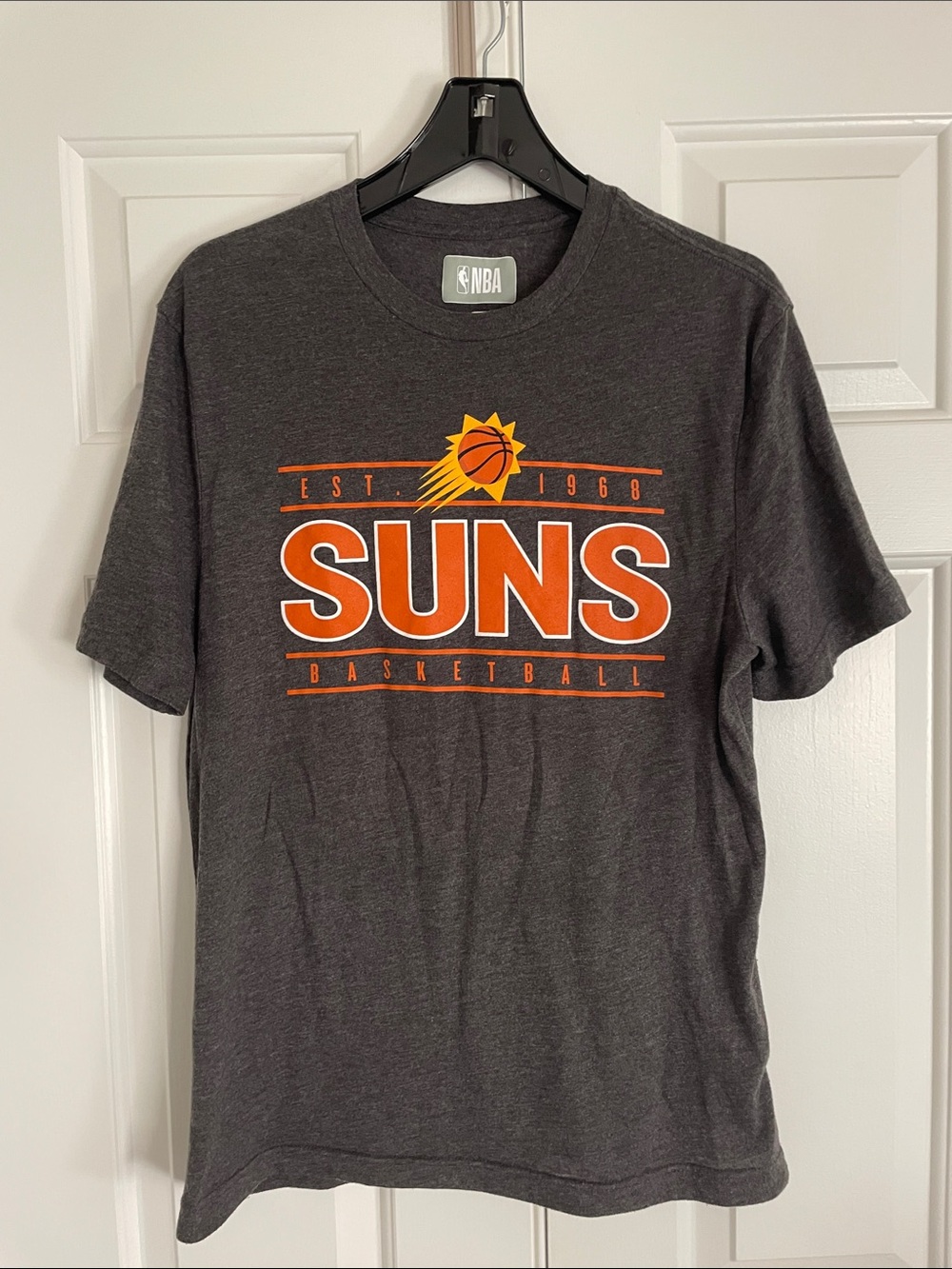 NBA Phoenix Suns Charcoal T‑Shirt with Orange Logo